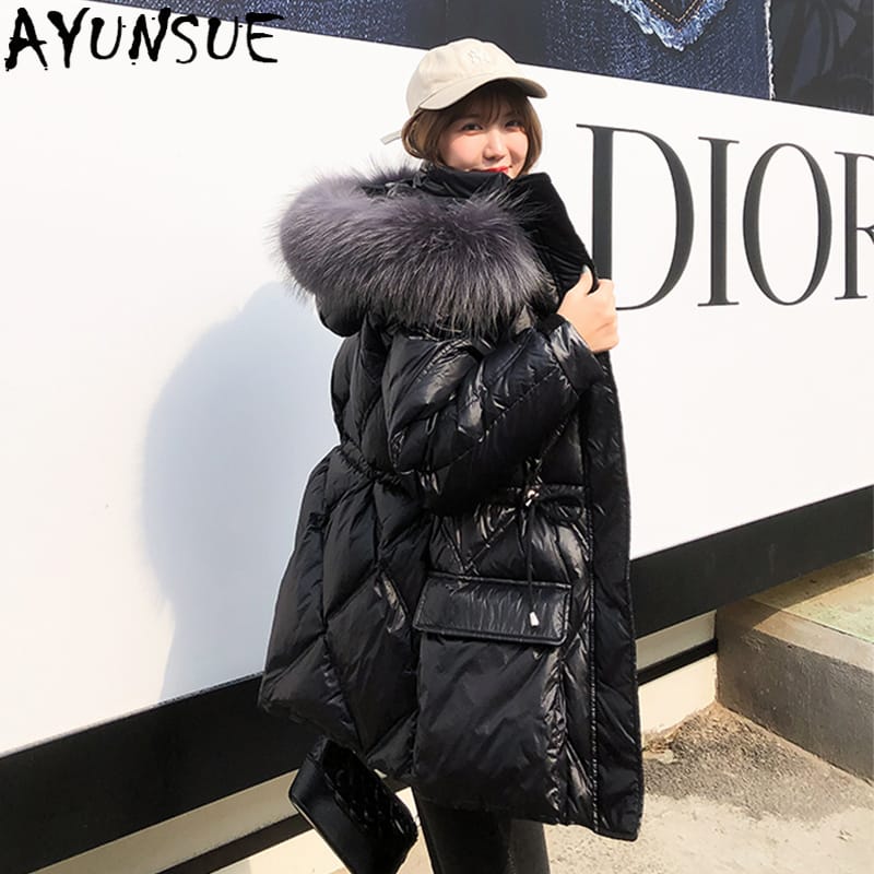 AYUNSUE Women's Jacket Woman Winter Duck Down Coat Female Real Fox Raccoon Fur Hooded Down Parkas Women's Clothing 2020 880WLW