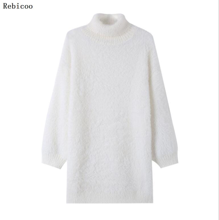 new pure mink cashmere high collar shirt collar piles of autumn and winter women's long-sleeved sweater warm sweater