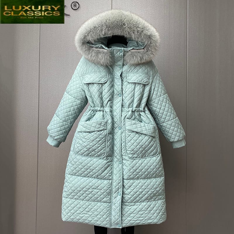 Women's Winter Down Jacket Warm Thick 90% White Duck Down Coat Female Hooded Parkas Woman Fox Fur Collar Abrigo Mujer LW