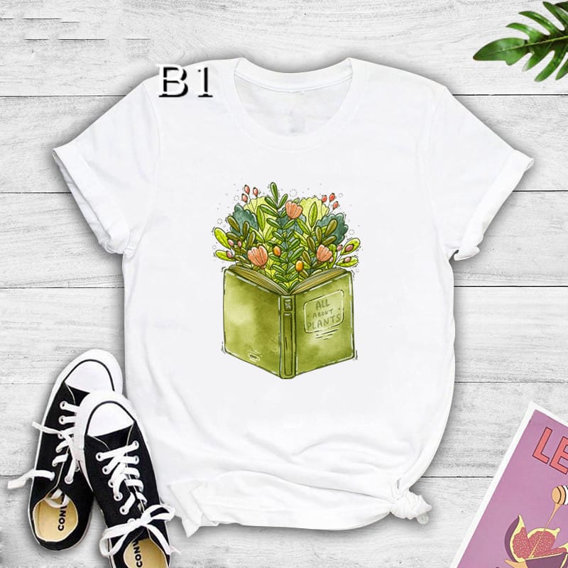 90s Women's T-shirt Plant Printing Cartoon Women Clothes Graphic Tee Tops Girls Gift Tshirt Female Mujer Camisetas T-shirt