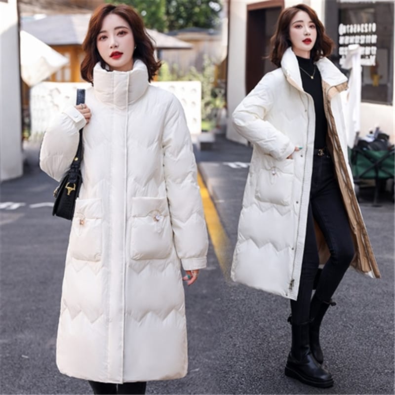 New Women Winter Coat Fashion White Duck Down Jacket Thicken Warm Long Parker Overcoat  Women's Puffer Cotton Clothing Outerwear