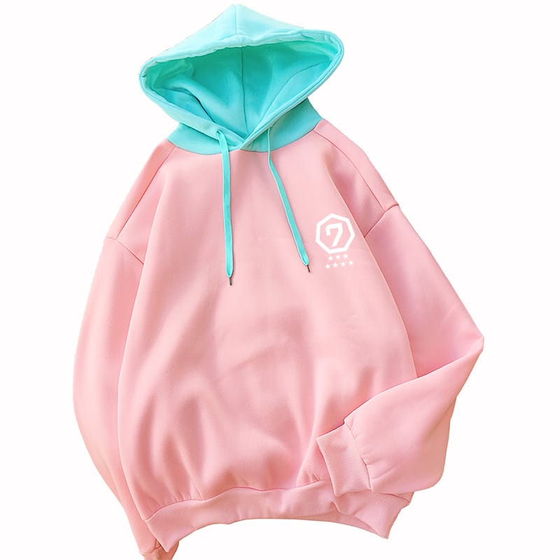 GOT7 Hooded Women's Sweatshirt Korean Fashion Kpop Hit Color Spliced Loose Casual Fleece Harajuku Hoodies y2k Tops Woman Clothes