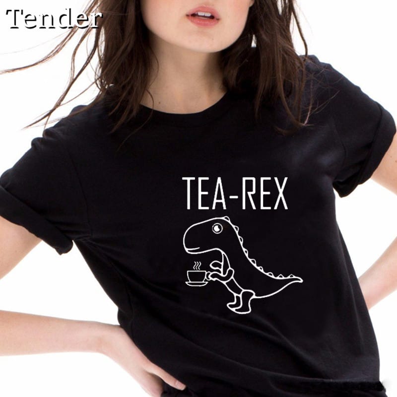 Women's T-shirt Top High Quality cool Funny dinosaur design printing o-neck female tshirt oversized t-shirt graphic tee shirts