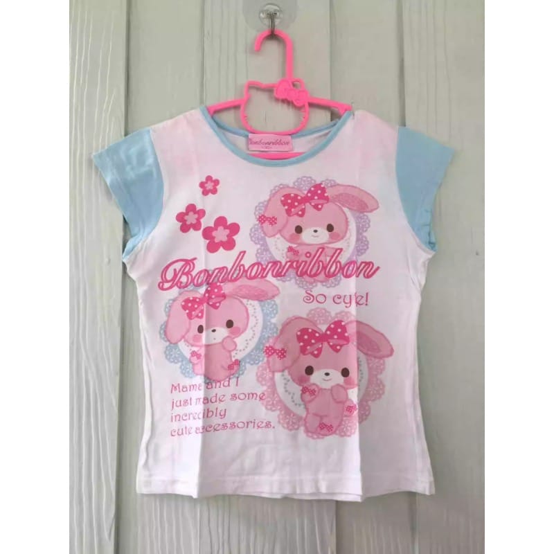 Japanese Cute Vintage Short Sleeve Sweet Rabbit Sweet Cool T Shirt Kawaii Girls Shirt Summer 2024 Y2k Women's Mini Tees