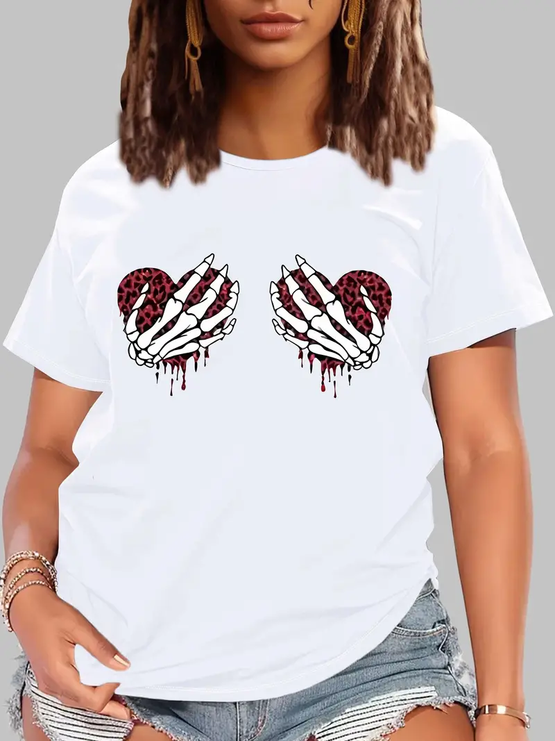 Paw Blood Dropping Love Women's T-shirt Summer Fashion Short sleeved T-shirt Top Printed O-neck Casual T-shirt Women's Clothing