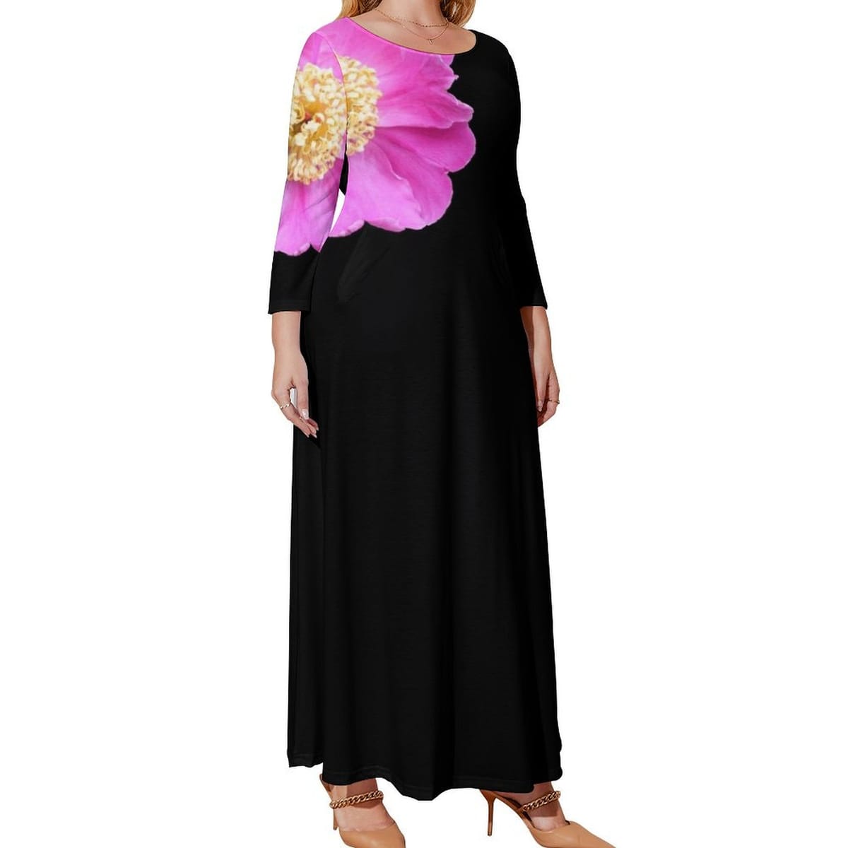 Pink Peony Long Sleeved Dress birthday dress women's evening dresses 2024 prom dresses elegant dresses for women
