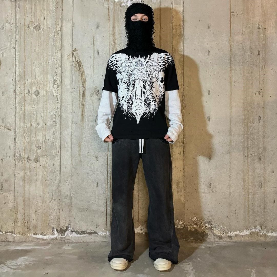 Y2k women's long sleeved T-shirt with round neck, sexy spicy girl printing pattern, slim fit streetwear kpop dance casual tops