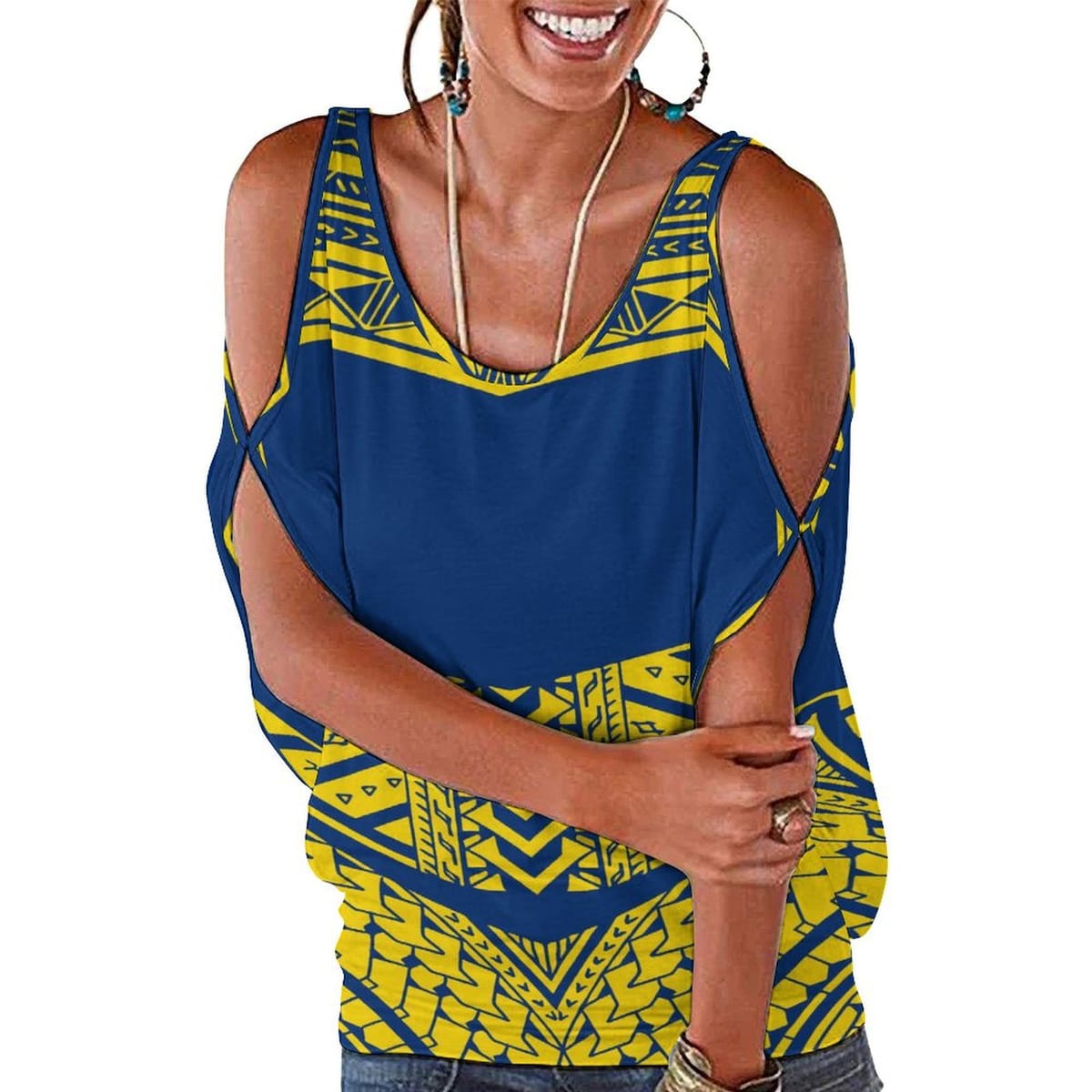 Wholesale Custom Polynesian Top Summer Ladies Off-Shoulder Short Sleeve Loose Casual Women'S High-Quality Fabric Comfortable