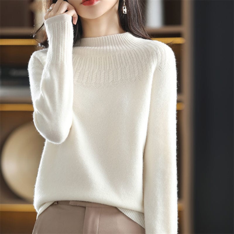 Korean Version Temperament Women's Clothing Half High Collar Long Sleeved Solid Color Simplicity Versatile Oversize Pullover