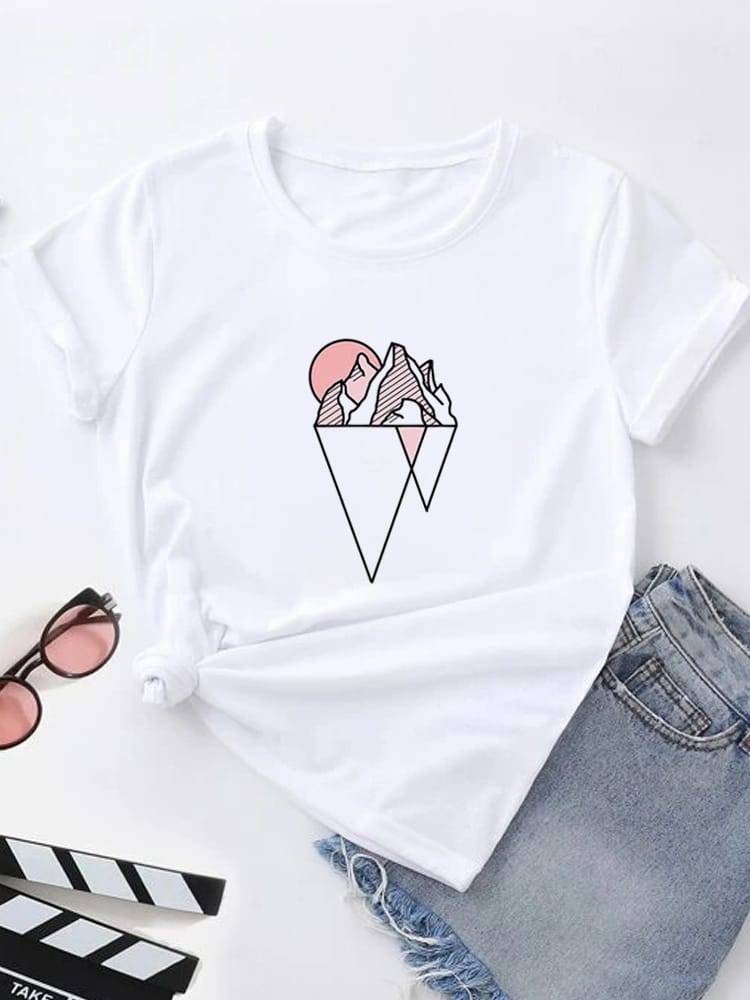 New Fashion Casual Summer Women's Clothing Round Neck Cartoon Print Short Sleeve Tops Cute Summer 90S Female Graphic T Shirt