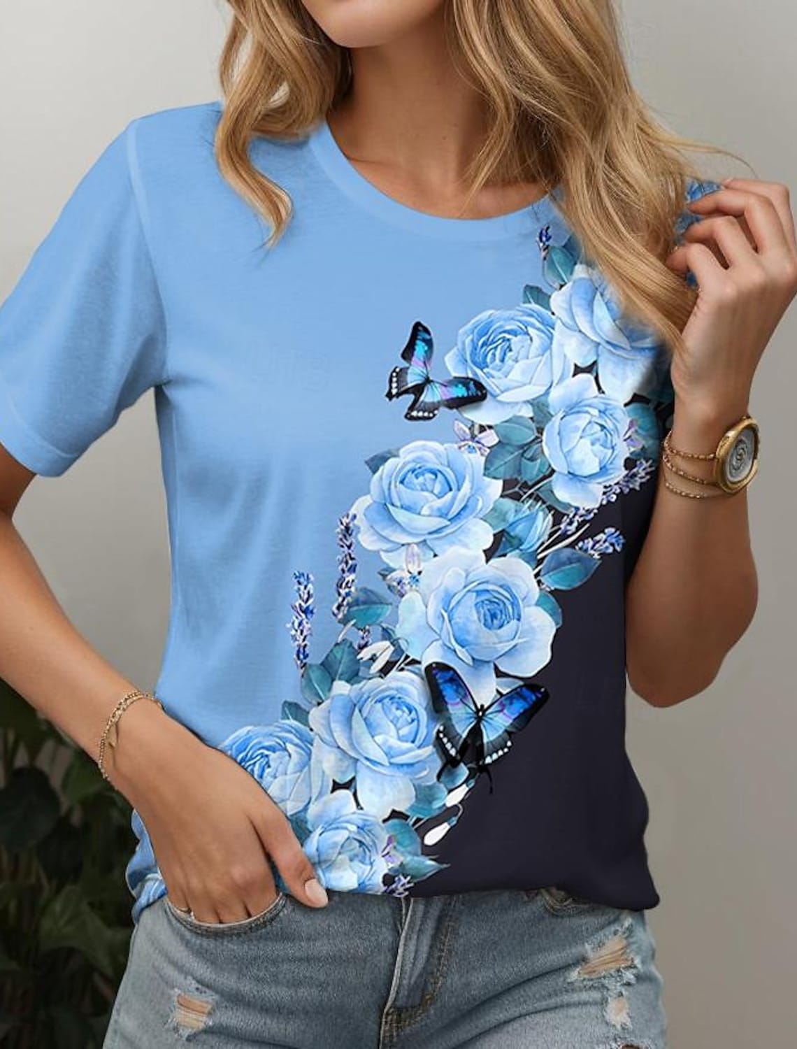 2024 Summer Women's T shirt Tee Floral Casual Holiday 3d Prints Daily Short Sleeve Tops Fashion Round Neck t shirts for women