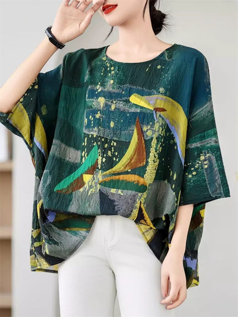 Large Size Women's Tops 2024 Summer New Linen Cotton Ethnic Style Loose Round Neck T-Shirt  Short Sleeve Causal Clothing K1795