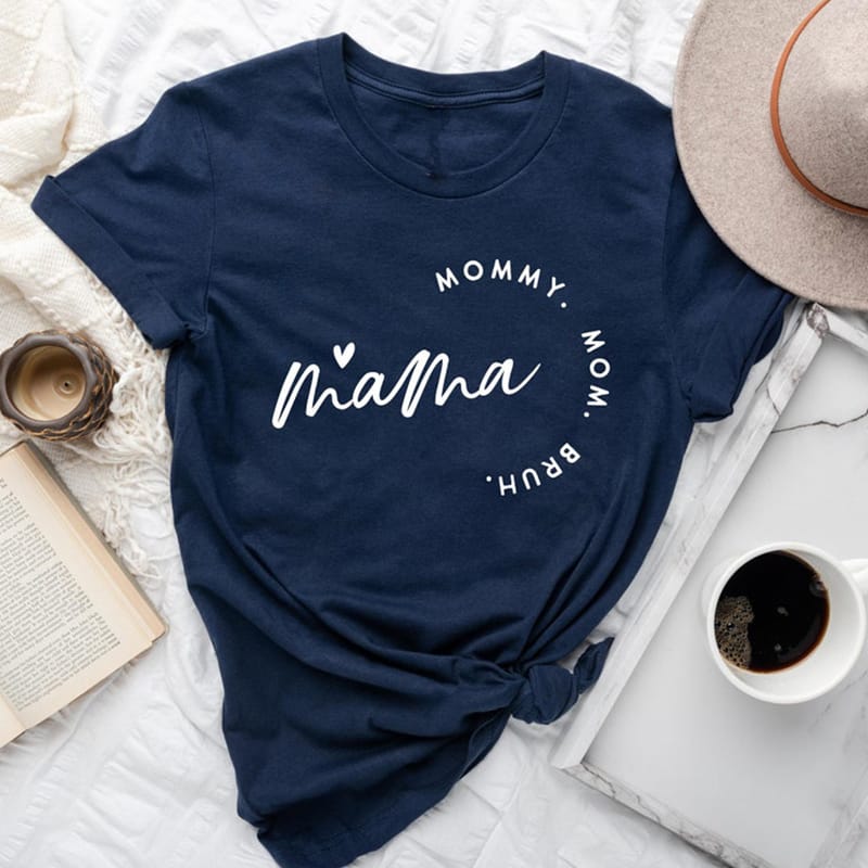 Mama Mommy Mom Bruh Letters Printed Women's T Shirts Cotton Aesthetic Clothes Y2k Mothers Day Gift O Neck T-shirt Female Tshirt
