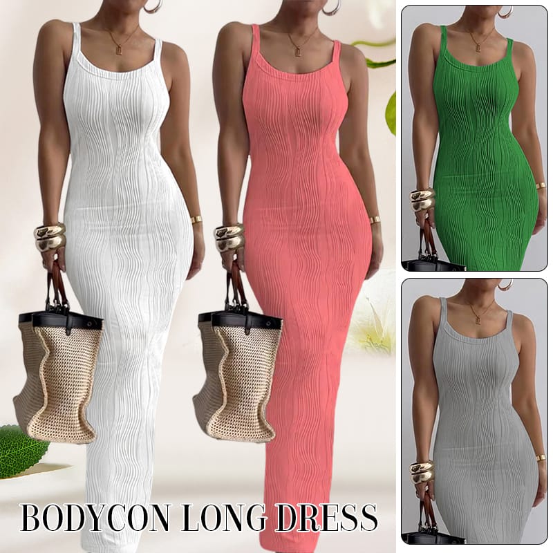 New Summer Fashion Ladies Dress Striped Sleeveless High-end Women's Slip Tight Dress Banquet Women's Foor-length Skirt