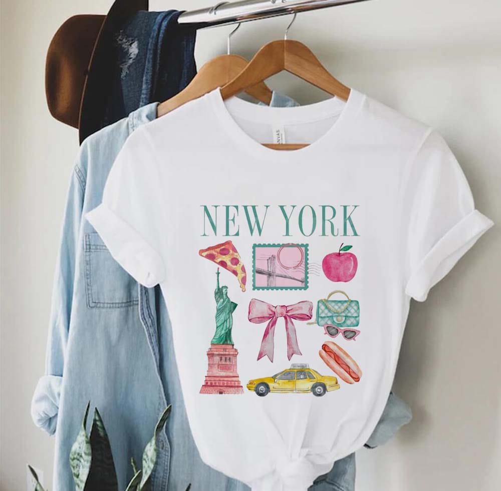 Women's T-Shirt Clothing Summer Fashion Women's Girls Trip Short Sleeved T-Shirt Casual Cute Regular Pattern O-Neck Top T-Shirt