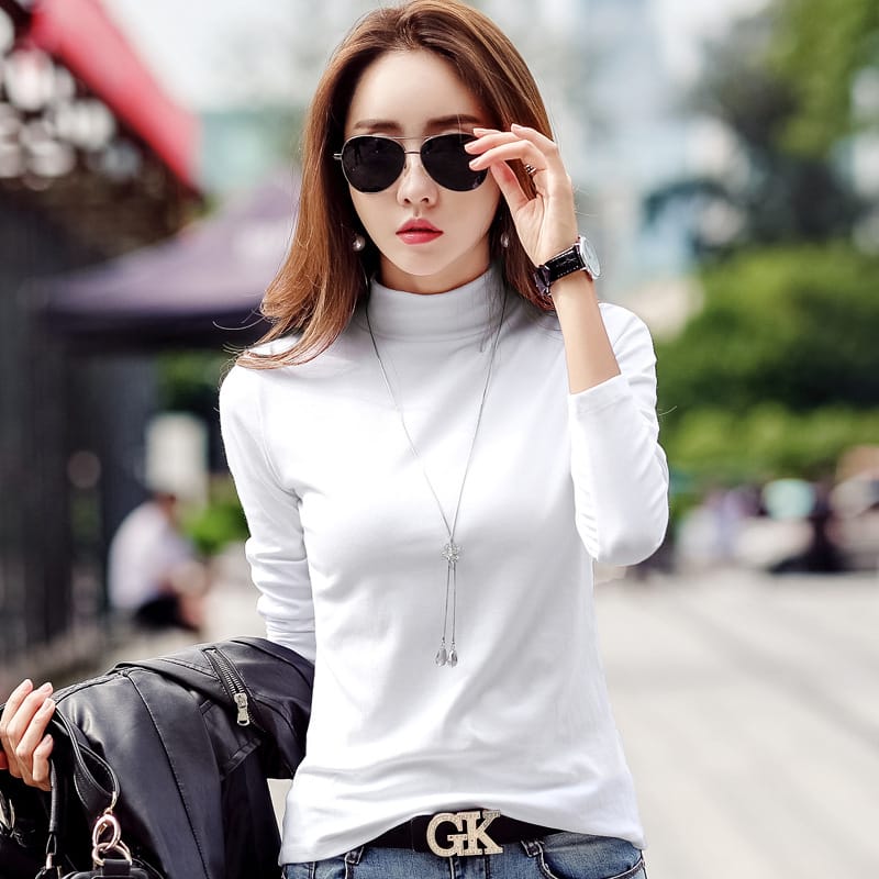 MRMT 2024 Brand Bottoming Women's Large Size Half High Collar Bottoming Shirt Cotton Padded   Long Sleeve Women's Pure T-Shirt