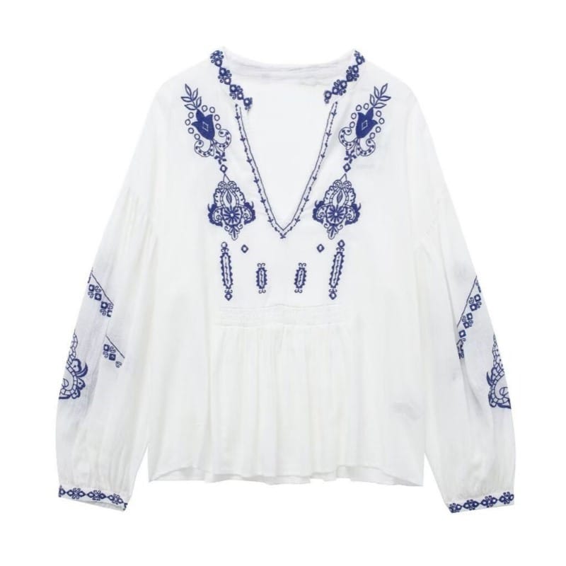 Women's embroidered shirt Summer 2024 new street fashion personality beaded top garment