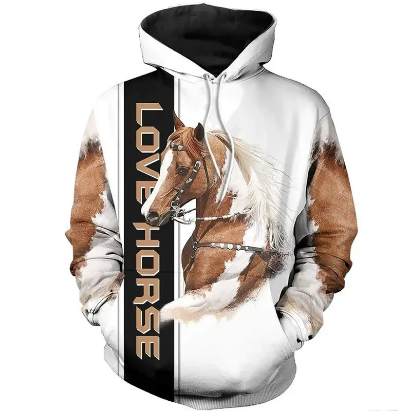 Beautiful horse 3D men's and women's full print zipper shirt casual Sweatshirt fashion street hip hop Hoodie---rrr