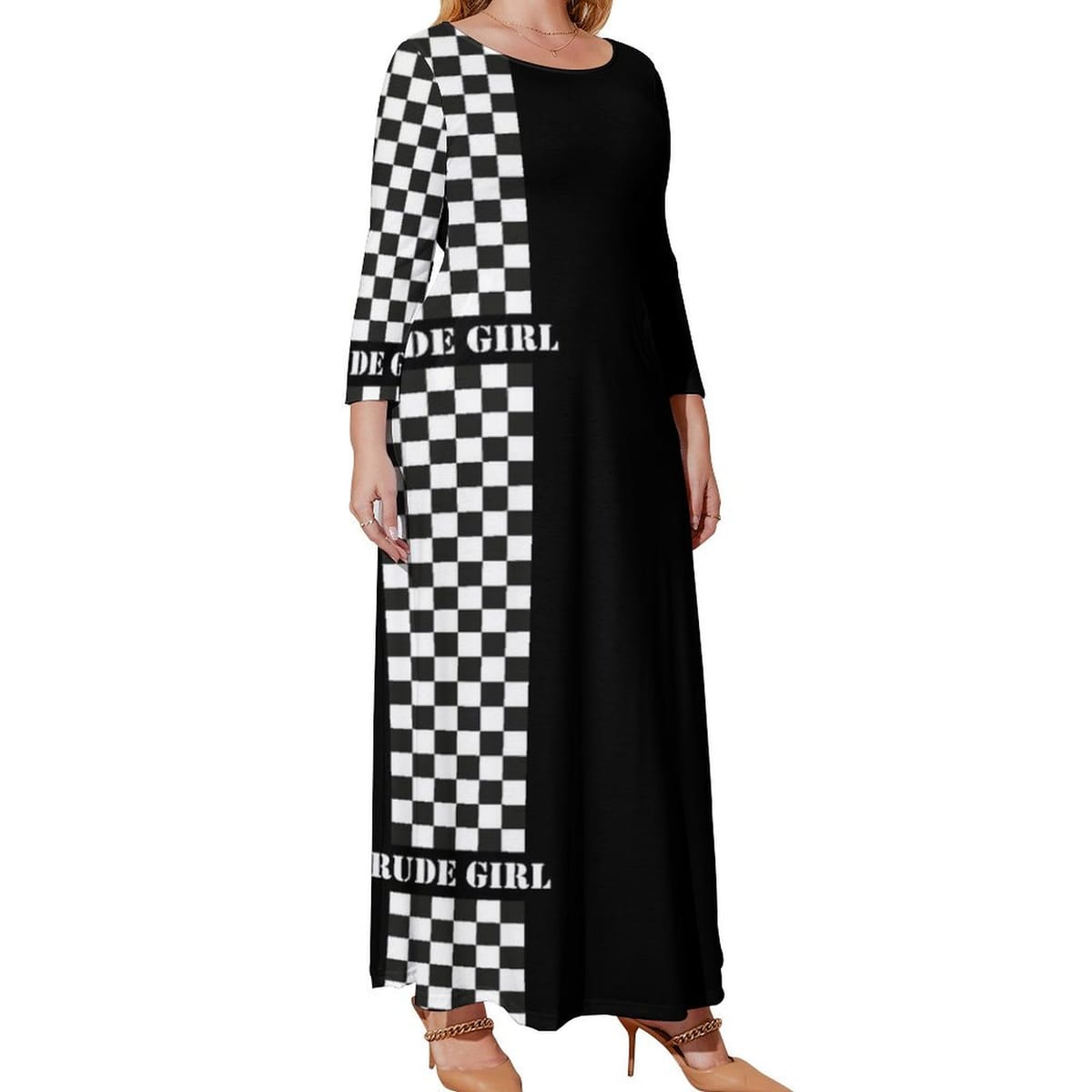 Rude Girl - Two Tone Long Sleeved Dress summer dresses Female dress Women's long dress beach