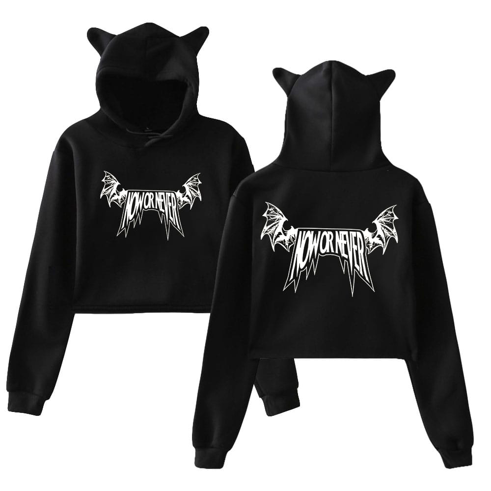 XPLR Colby Hardcore Merch Pullover Cat Ears Hoodie Long Sleeve Sweatshirts Female Crop Top 2023 Women's Clothes