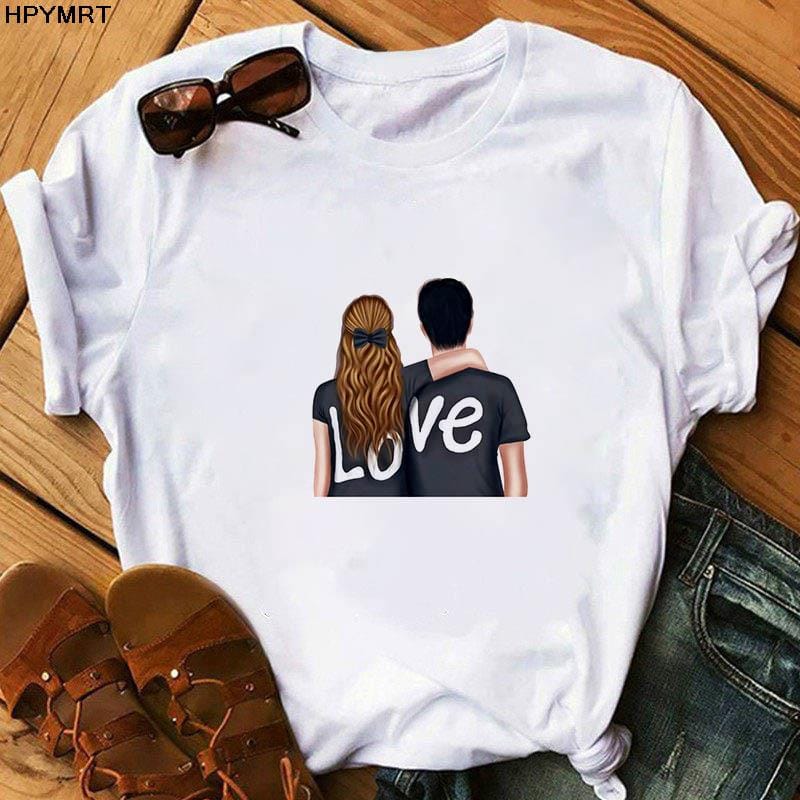 2022 Summer Women's couple Printing streetwear Short Sleeve Cartoon Harajuku Graphics Fashion Female Clothes Casual Tops T-shirt