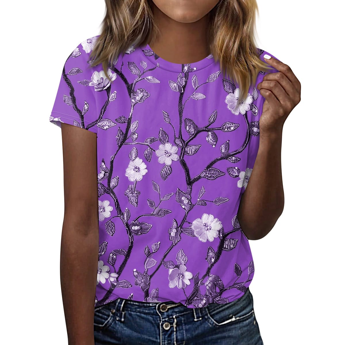 Women's T-shirt Summer Fashion Short Sleeve Tops Floral Print O-neck Casual T Shirt For Women's Y2k Clothes Plus Size Tees