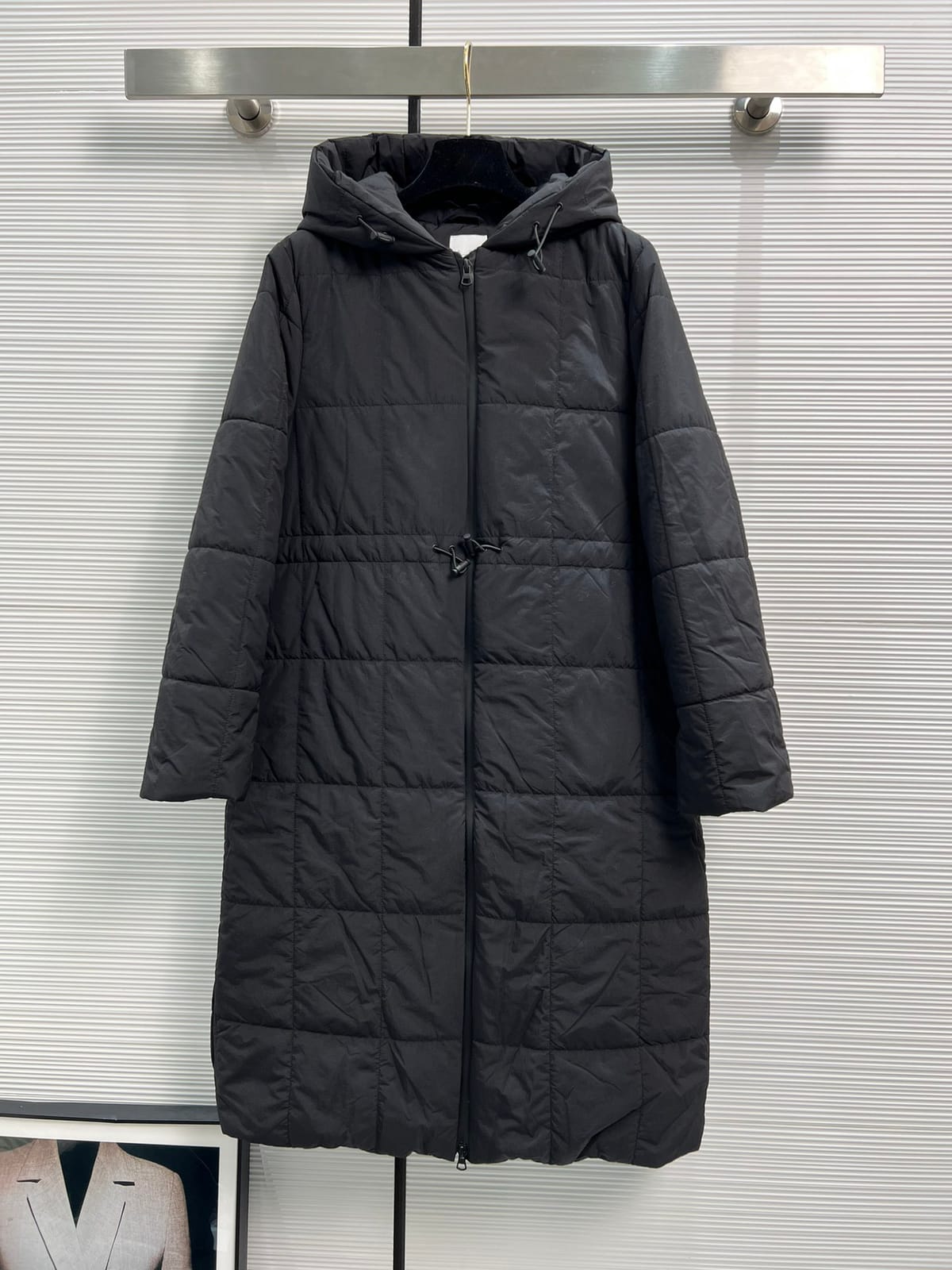 Women's Clothing fashion fine waist drawstring design long down jacket Winter New  S2