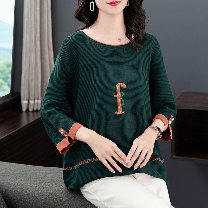 Oversize Versatile Temperament Women's Clothing Letter Printed Round Neck Half Sleeve Solid Color Simplicity Commuter T-shirt
