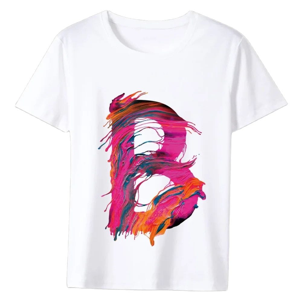 New Men's and Women's Clothing 26 English Colorful Letters Loose Large Size Short-sleeved T-shirt Tops Oversized T Shirt Graphic