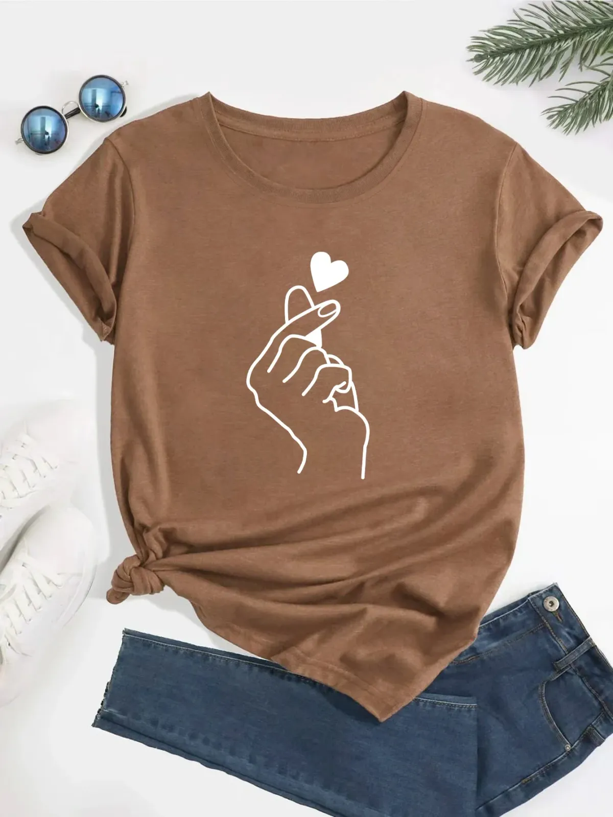 Print Crew Neck T-shirt Women's Casual Loose Short Sleeve Fashion Summer T-Shirts Tops Women's Clothing