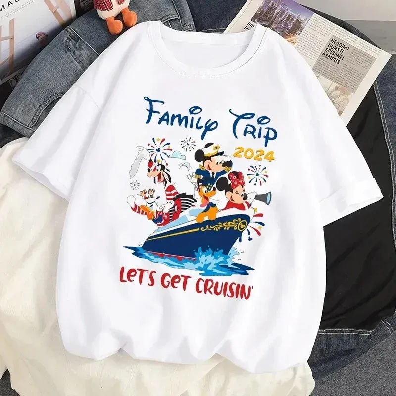 Cute Cartoon Cruise Tshirts Print Mickey's Family Trip Summer Girls Tee Female Clothes Aesthetic Fashion Women's T-shirt