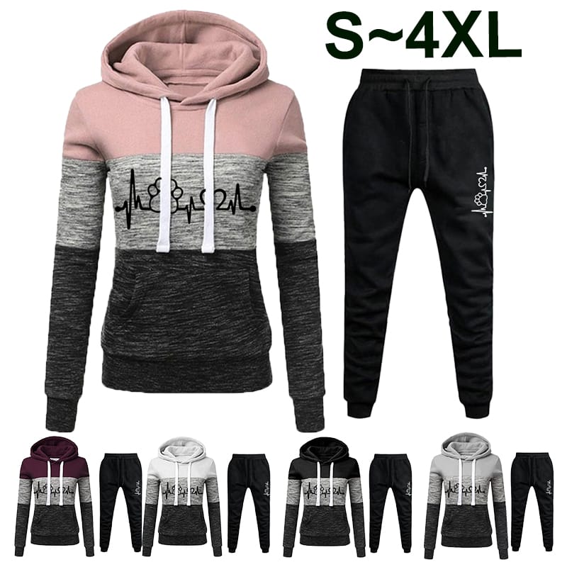 2023 New Women's Sports Wear Two Piece Three Color Printed Hoodie Sports Top and Pants Casual Set Women's Sports Set