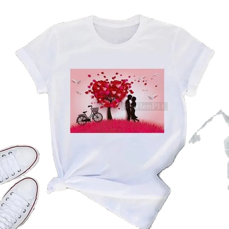 Heart Floral Fashion Love Flower Pattern Printed Women's T-shirt Summer Design Student Short Sleeve Boys Girls Children's Tees
