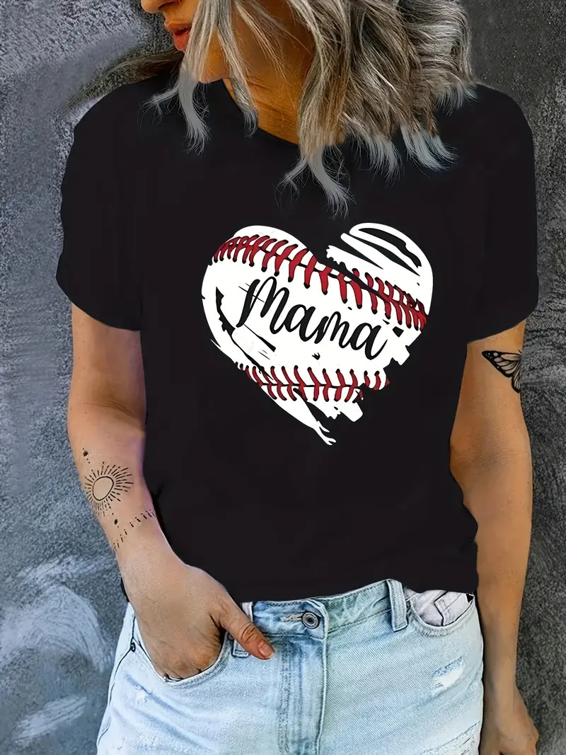 Design Sense Love Crack Fashion Printed Women's T-shirt Summer Women's O-neck Short Sleeve Street Trendy T-shirt