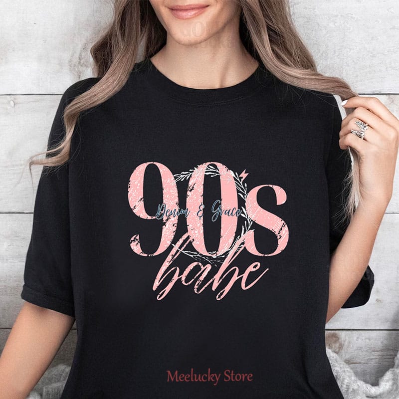 90s Baby Soft and Beautiful Printed Summer Women's T-shirt, Korean Loose Style, Pure Cotton and Comfortable