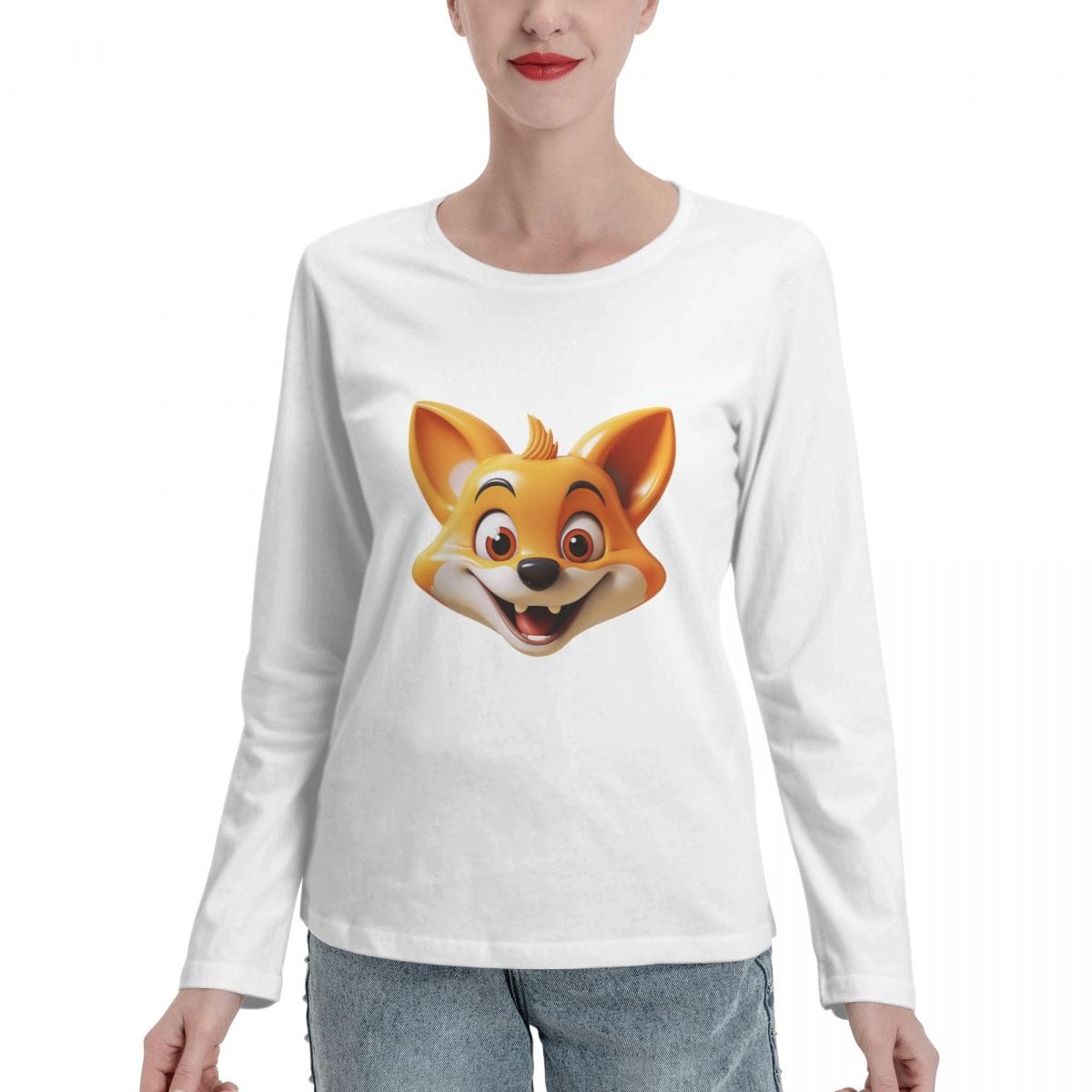 Women's Long Sleeve T-Shirts Solid Color,Pattern Print,Stripe, Loose,Animal Designs,Premium Quality,Cool,Hipster,Cotton White