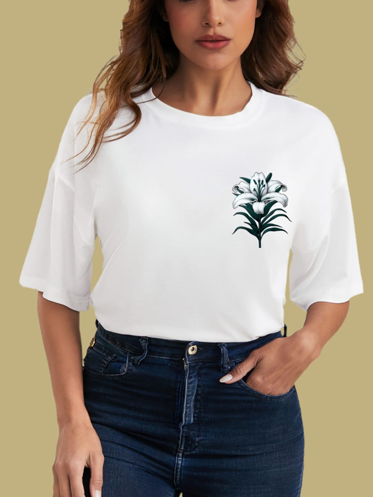 Summer Fashion Women's T-Shirt Original Design Concise Flowers Pattern Printed Women's Casual Soft Round Neck Short Sleeved Tops