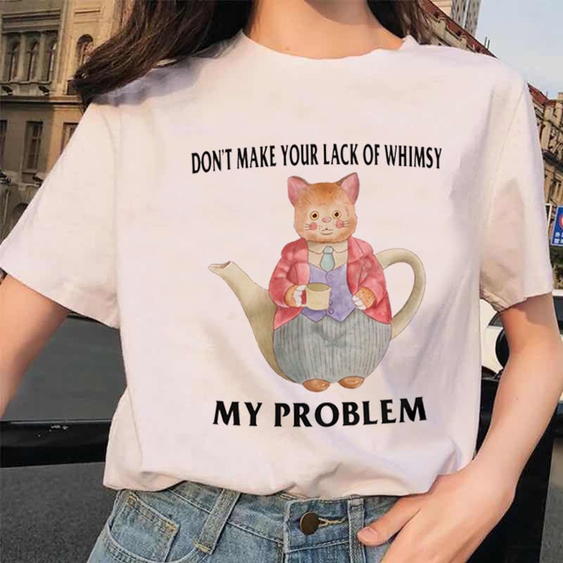 Short Sleeved Clothing Fashion O-Neck T-Shirt Women's Cat Print Pattern Harajuku T-Shirt Print T-Shirt Top Fun Women's Clothing
