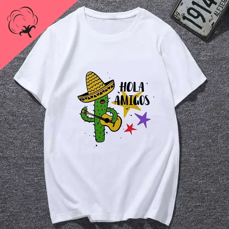 Cute Cactus Balloon Print T-shirt Women's Fashion Harajuku Short Sleeve T-shirt Hipster Personality T-shirt Women's Top