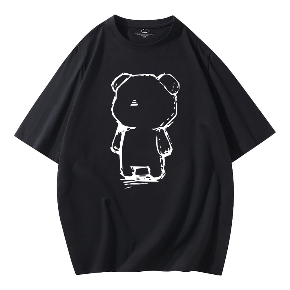 2024 Spring Summer New Men's T-shirts Harajuku Kawaii Cartoon Bear Print Casual Round Neck Women's Short-sleeved Tops
