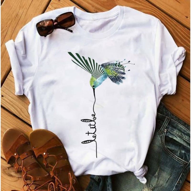 Explosive Flower Base Casual Women's White Crew Neck Short-sleeved T-shirt Tops  Aesthetic  Harajuku