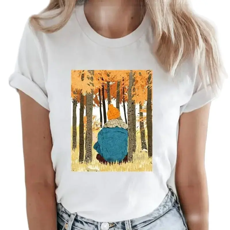 New Women's Pumpkin Halloween Thanksgiving Loose Top for Women Short Sleeve T-shirt for Women Casual Summer Fashion Girl Tshirt