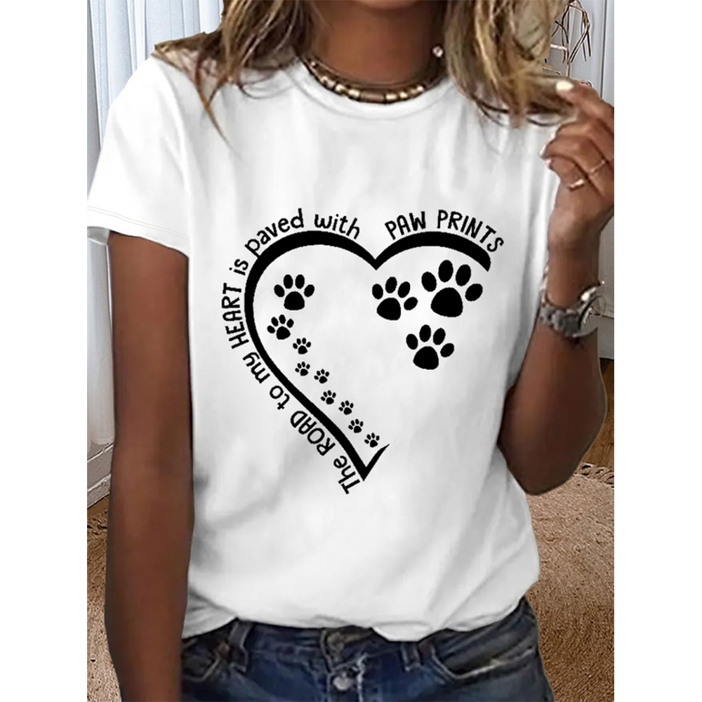 Women's Dog Lovers Print T-Shirts Casual Harajuku Fashion Short Sleeve O-Neck Tops Loose T-Shirt Oversized Female Clothing