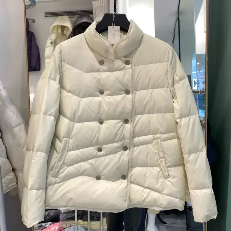 Women's White Duck Down Coats Autumn And Winter Fashion Clothing Double Breasted Snow Outwear Jacket