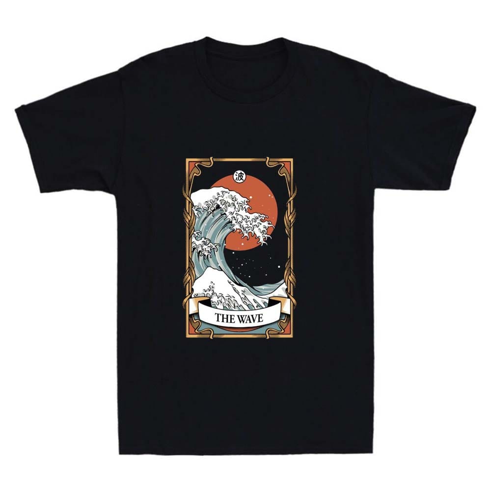 The Wave Women's Summer Clothing Print 90s Fun Pattern Tarot Brand T-Shirt Fashion Short Sleeve Casual Print O-Neck Black T-Shir