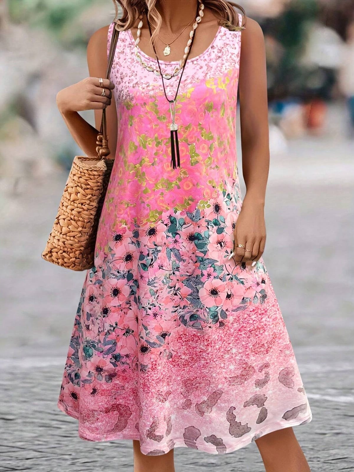 Colorful Ethnic Style 2024 Summer Women's Fashion Trend New Digital temperament Royal Sister Design Sense DressWQ6