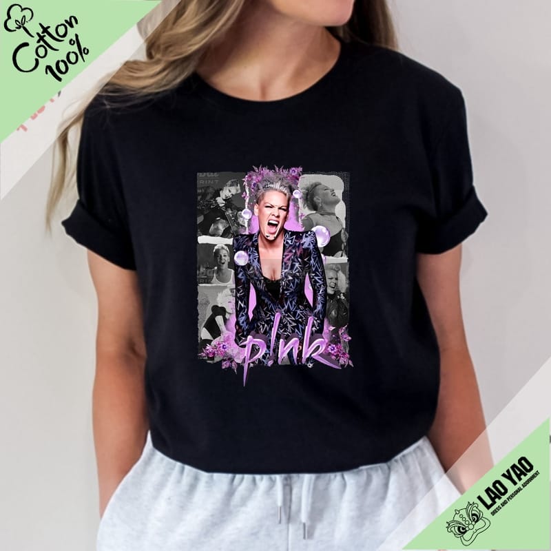 P!nk Y2k Clothing Music Festival Shirt Women's T-shirt Pink Singer Tour Streetwear Goth Clothes 100%cotton Sportswear Man