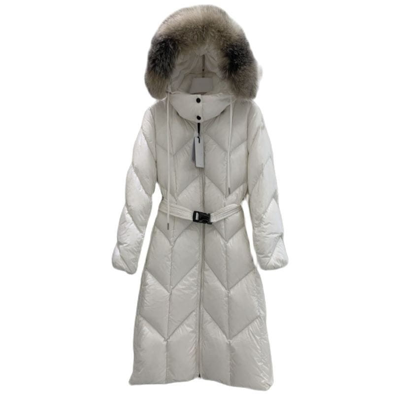 Women's Clothing Fox fur collar belt accessories hooded down jacket Winter New  NO.3