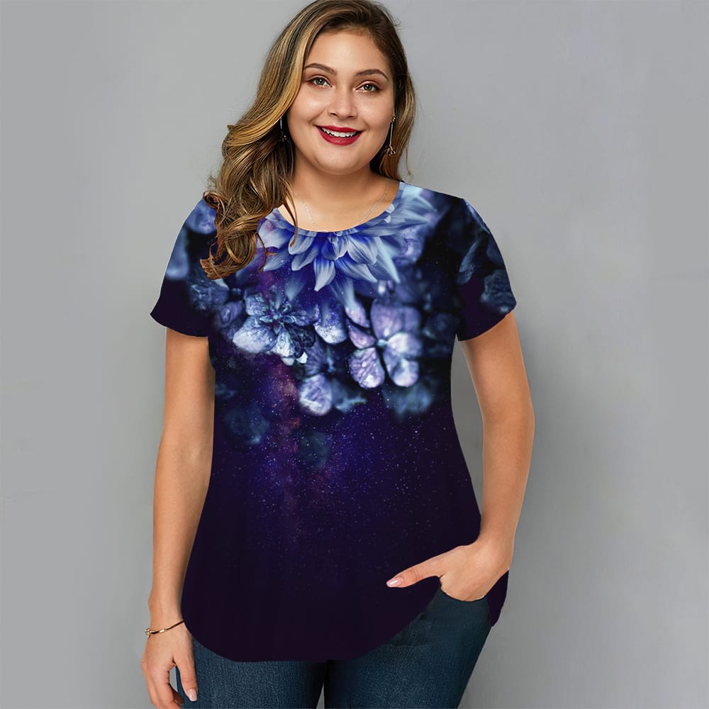 Women's T-Shirts Flower 3d Print T-Shirt Harajuku Casual Short Sleeve Top Tee O Neck Oversized Female Clothing Summer