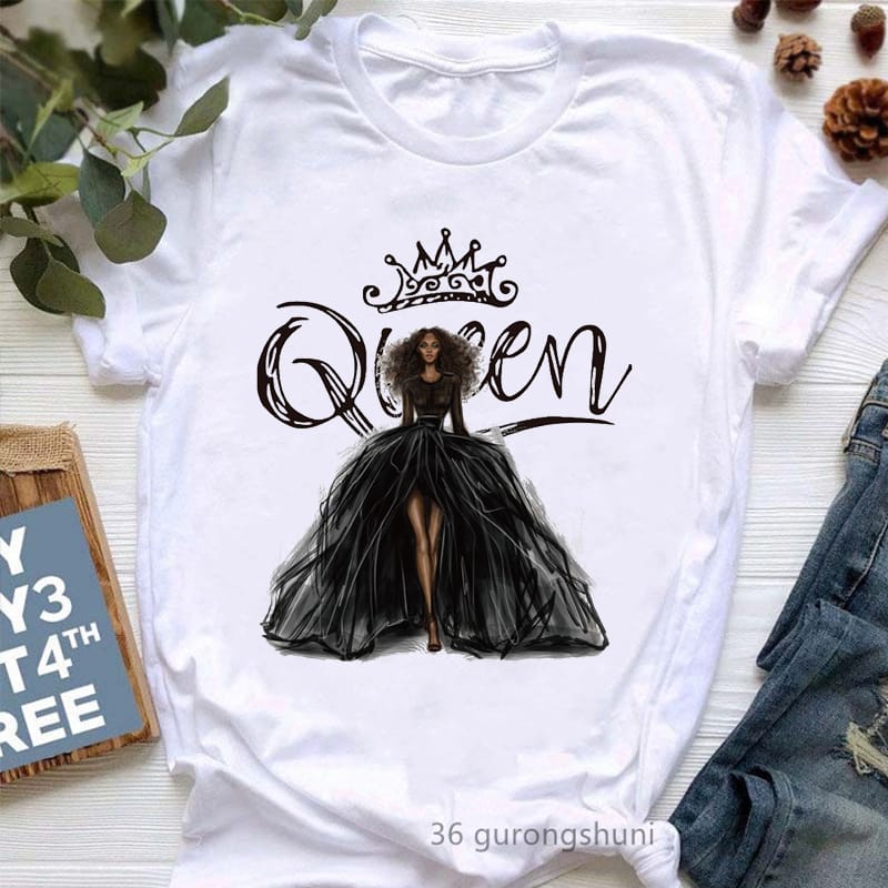 Black Girls Queen women's tshirt fashion Harajuku Tee shirt femme summer women's short sleeve tshirt high quality girls tshirt